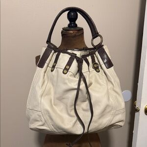 Lucky Brand Cream and Brown Shoulder Bag
